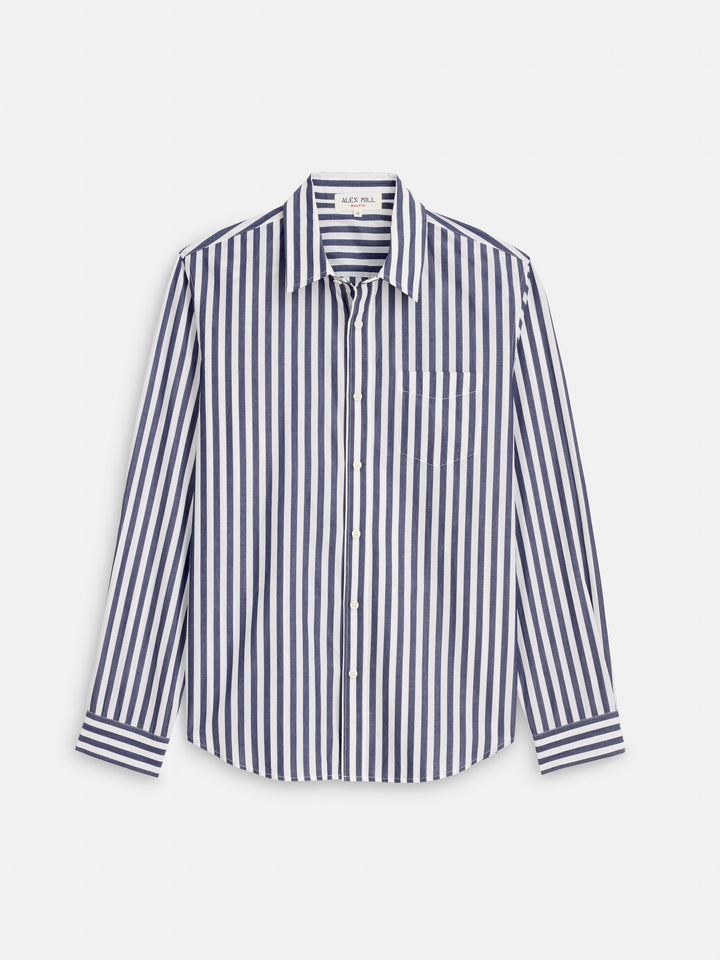 Alex Mill - ALEX MILL MILL SHIRT IN WIDE STRIPED PORTUGUESE POPLIN IN NAVY/WHITE - Rent With Thred