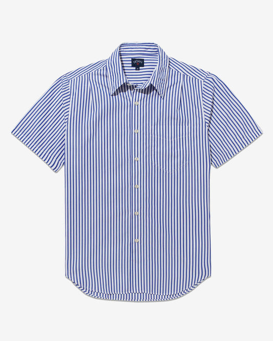 Noah - NOAH SHORT SLEEVE STUDIO SHIRT IN WHITE/BLUE BENGAL STRIPE - Rent With Thred