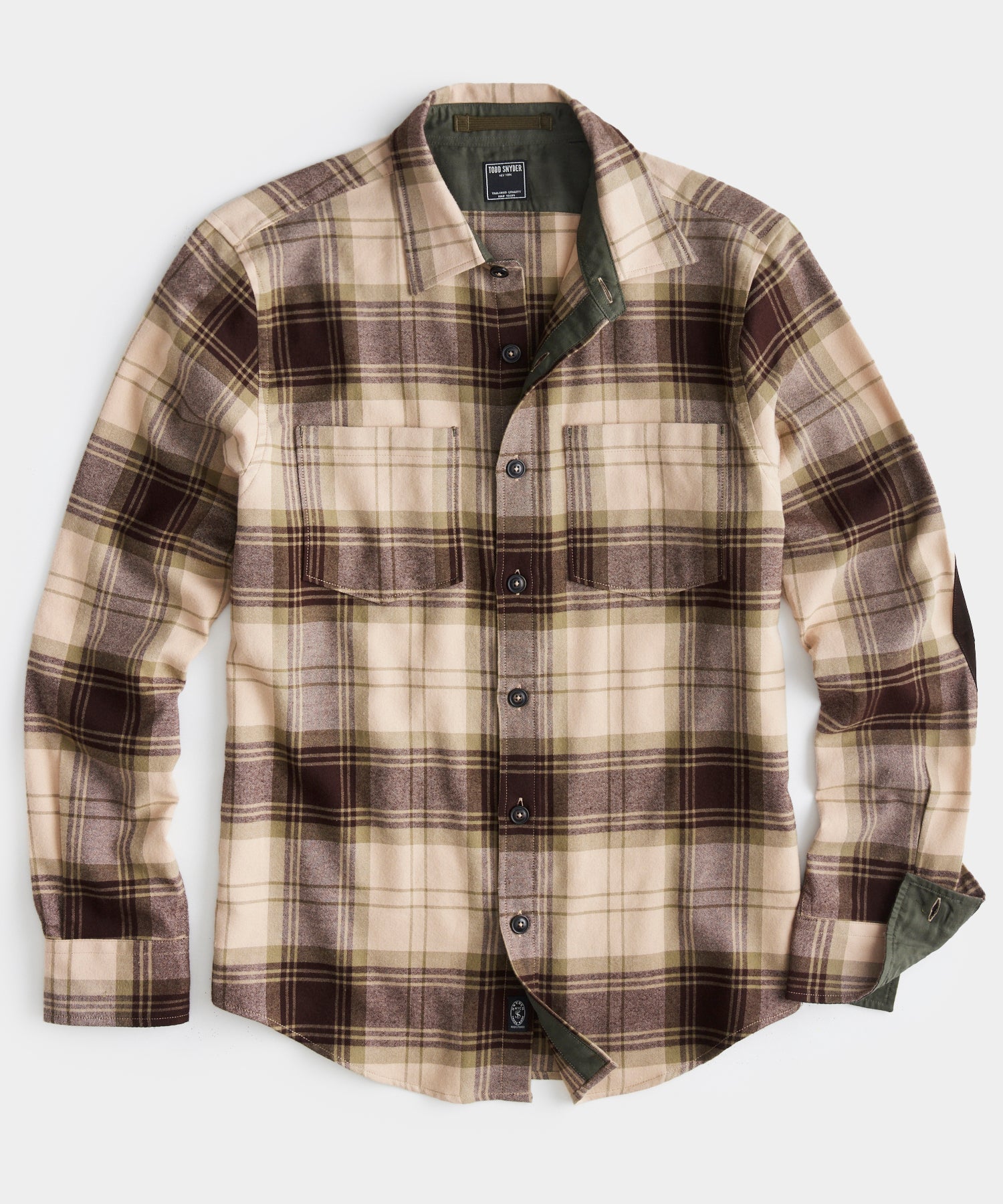 Todd Snyder - TODD SNYDER MULTI-PLAID ITALIAN FLANNEL OVERSHIRT IN KHAKI - Rent With Thred