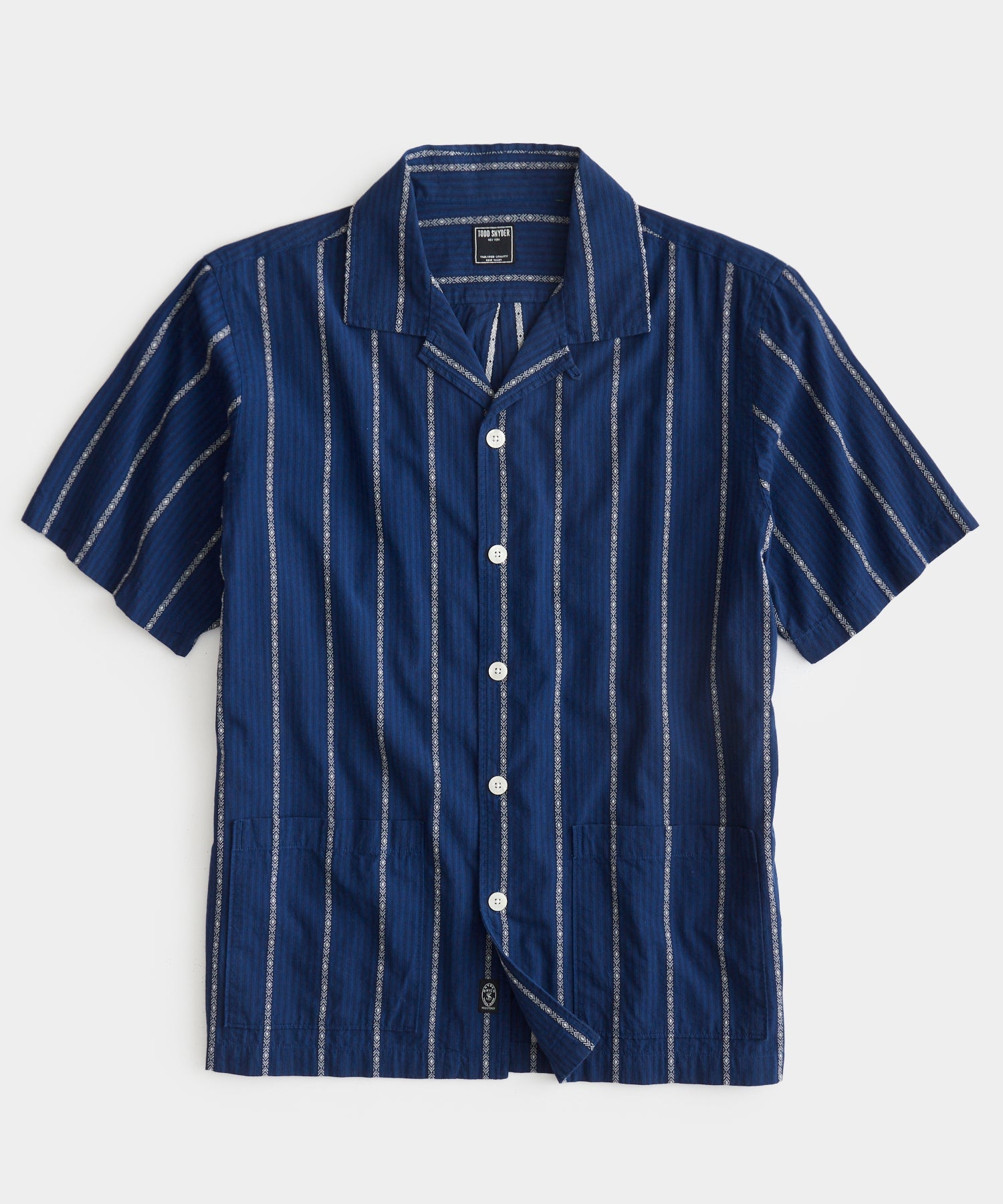 Todd Snyder - TODD SNYDER SHORT SLEEVE LEISURE SHIRT IN BLUE STRIPE - Rent With Thred