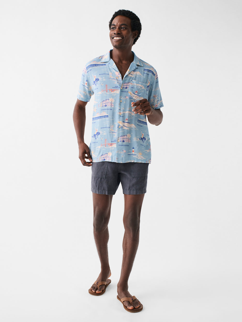 Faherty - FAHERTY SHORT-SLEEVE KONA CAMP SHIRT IN FAHERTY TOUR PRINT - Rent With Thred