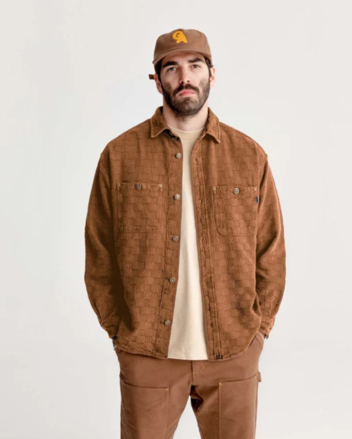 General Admission - GENERAL ADMISSION CHECKER OVERSHIRT IN PUMPKIN - Rent With Thred
