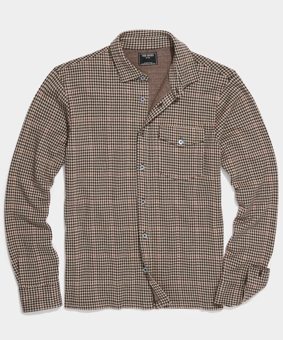 Todd Snyder - TODD SNYDER HOUNDSTOOTH DOUBLE KNIT POLO IN SADDLE BROWN - Rent With Thred
