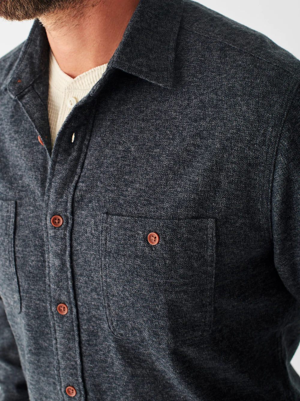 Faherty - FAHERTY BRUSHED ALPINE FLANNEL IN WASHED BLACK - Rent With Thred