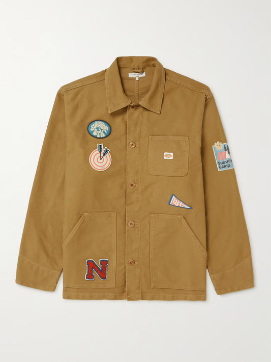 Nudie Jeans - NUDIE JEANS HOWOE LOGO-APPLIQUÉD COTTON-CANVAS CHORE JACKET IN BROWN - Rent With Thred