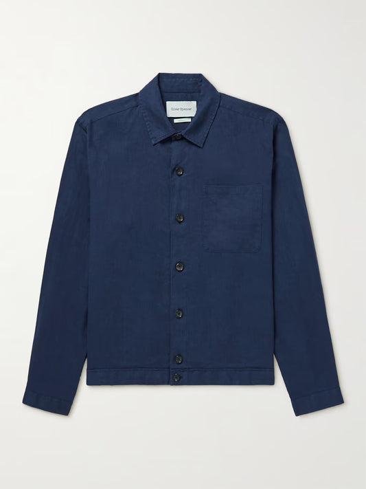 Oliver Spencer - OLIVER SPENCER MILFORD LINEN SHIRT/JACKET IN NAVY - Rent With Thred