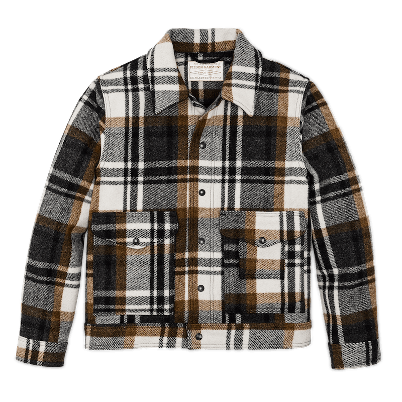 Filson - FILSON MACKINAW WOOL WORK JACKET IN BLUE COAL / COPPER HEATHER PLAID - Rent With Thred