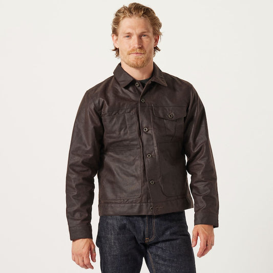 Filson - FILSON TIN CLOTH SHORT LINED CRUISER JACKET IN DARK BROWN - Rent With Thred